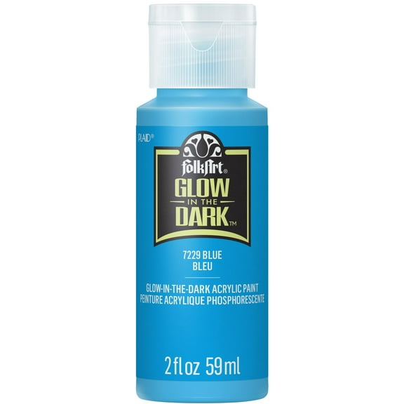 FolkArt Glow-in-the-Dark Acrylic Craft Paint, Matte Finish, Blue, 2 fl oz