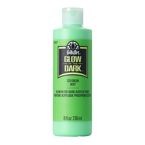 FolkArt Glow-in-the-Dark Acrylic Craft Paint, Matte, Green, 8 fl oz