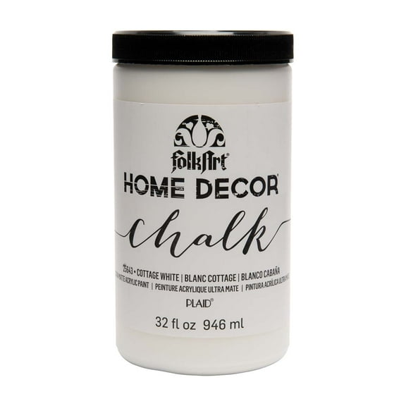 FolkArt Home Décor Chalk Acrylic Craft Paint, Cottage White, Ultra Matte Finish, 32 fl oz