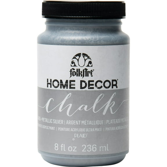 FolkArt Home Décor Chalk Acrylic Craft Paint, Metallic Silver, Ultra Matte Finish, 8 fl oz