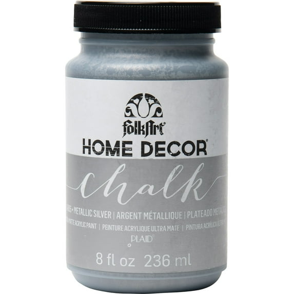 FolkArt Home Décor Chalk Acrylic Craft Paint, Metallic Silver, Ultra Matte Finish, 8 fl oz
