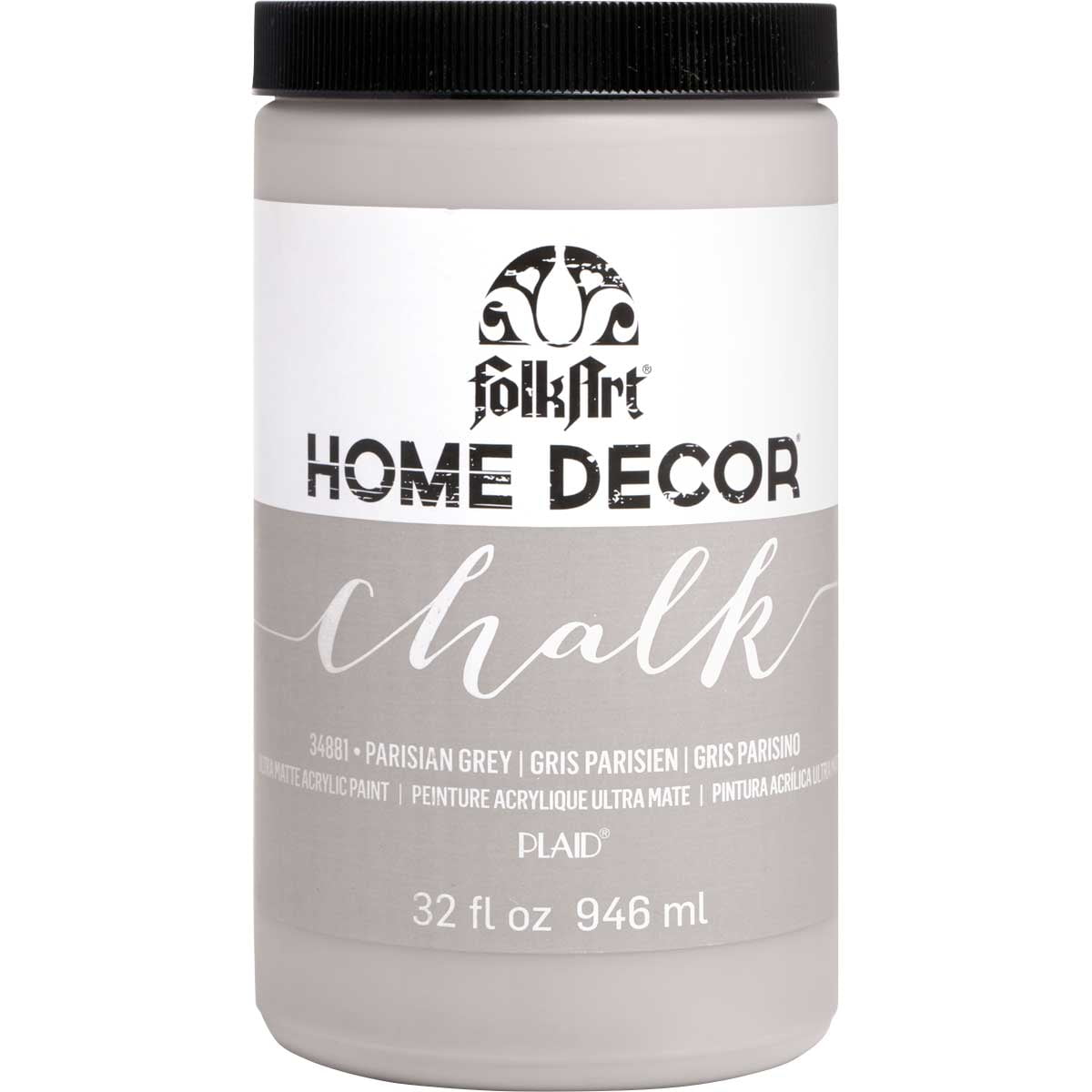 FolkArt Home Décor Chalk Acrylic Craft Paint, Parisian Grey, Ultra Matte Finish, 32 fl oz