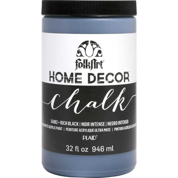 FolkArt Home Décor Chalk Acrylic Craft Paint, Rich Black, Ultra Matte Finish, 32 fl oz