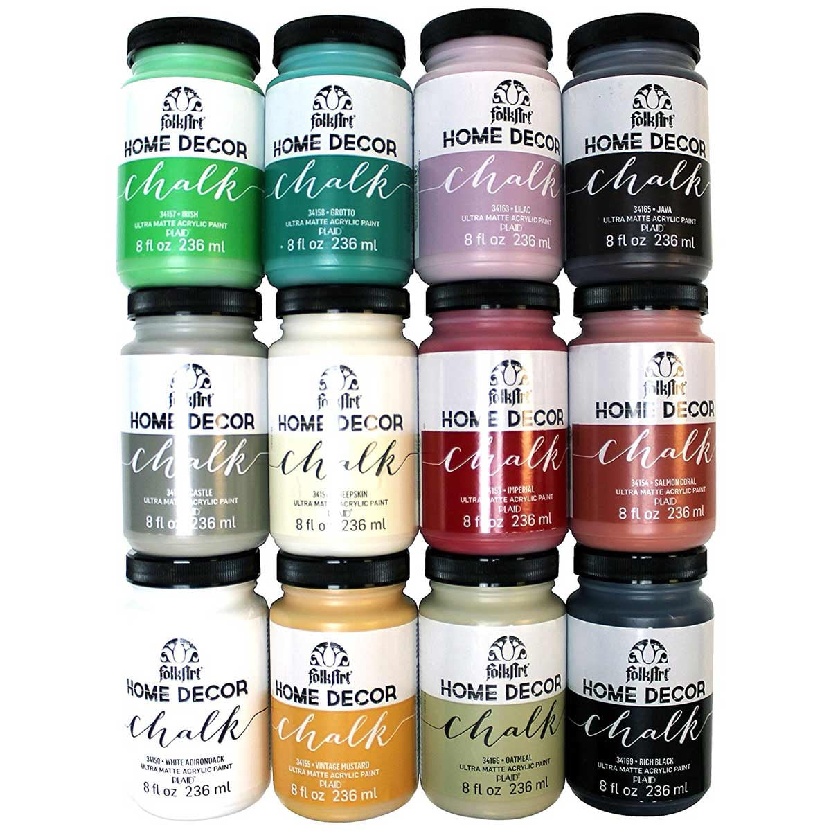 FolkArt Home Décor Chalk Acrylic Craft Paint Set, Set of 12, Ultra
