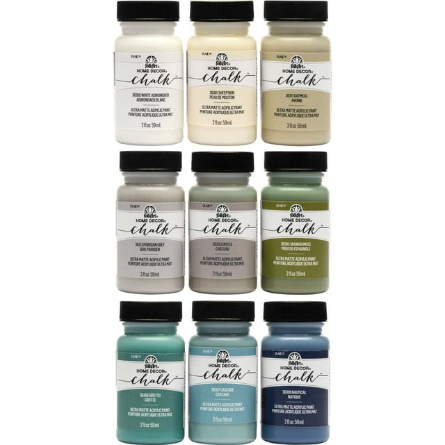FolkArt Home Décor Chalk Acrylic Craft Paint Set, Set of 9, Ultra Matte