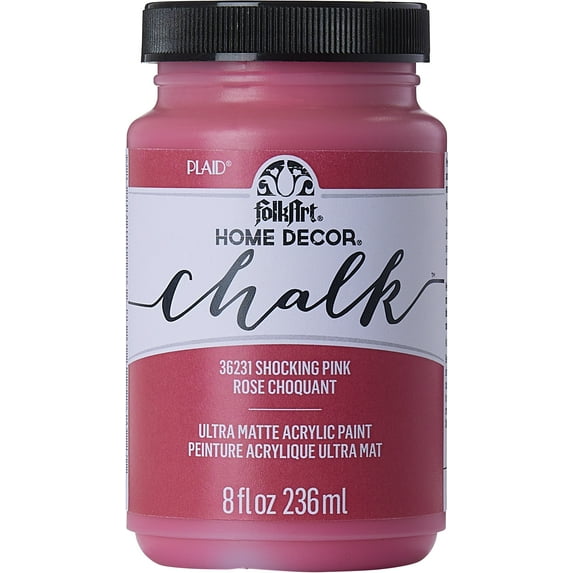 FolkArt Home Décor Chalk Acrylic Craft Paint, Shocking Pink, Ultra Matte Finish, 8 fl oz