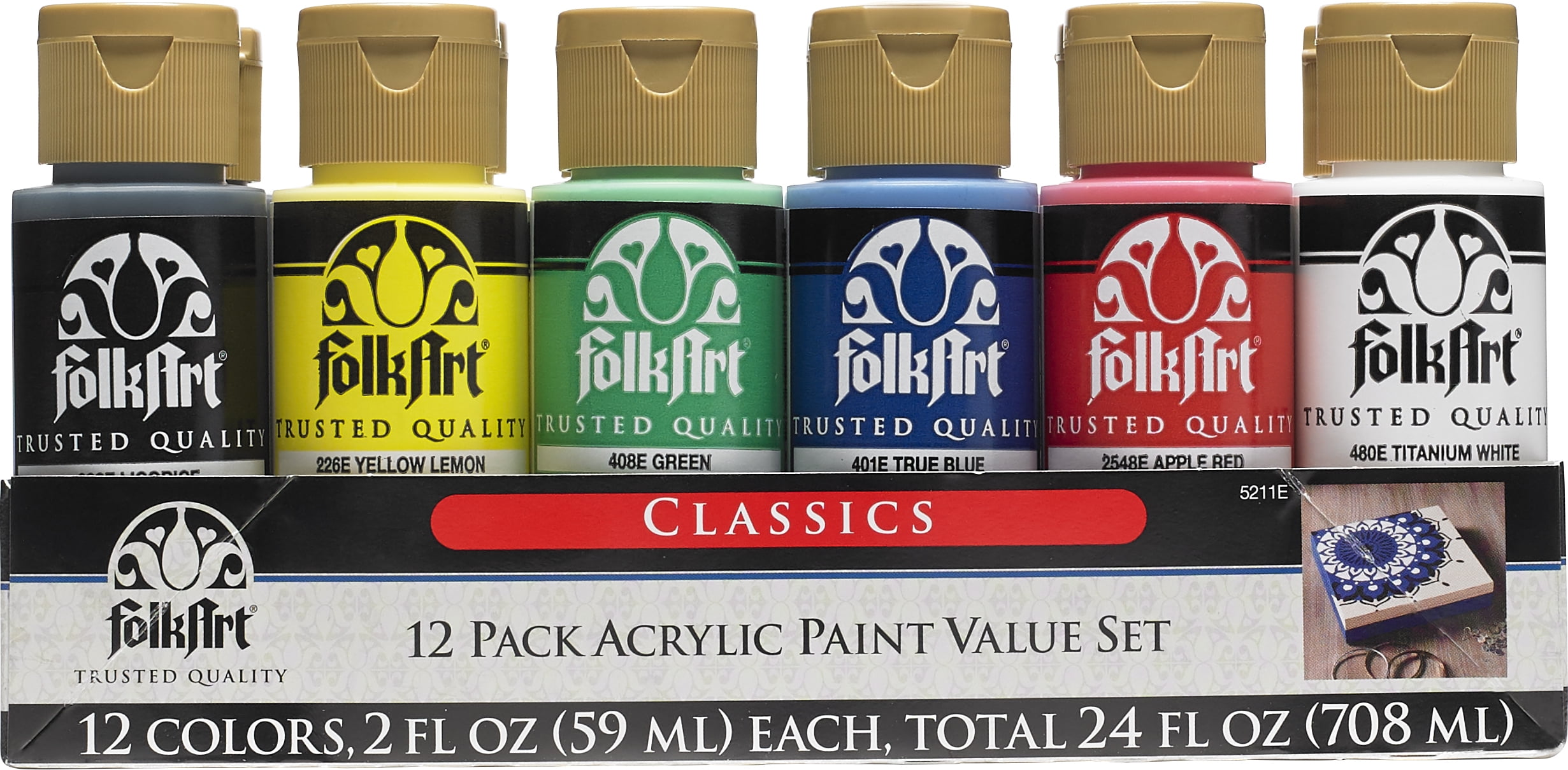 Apple Barrel Acrylic Craft Paint, Matte Finish, Essentials, 2 fl oz, 12 PC