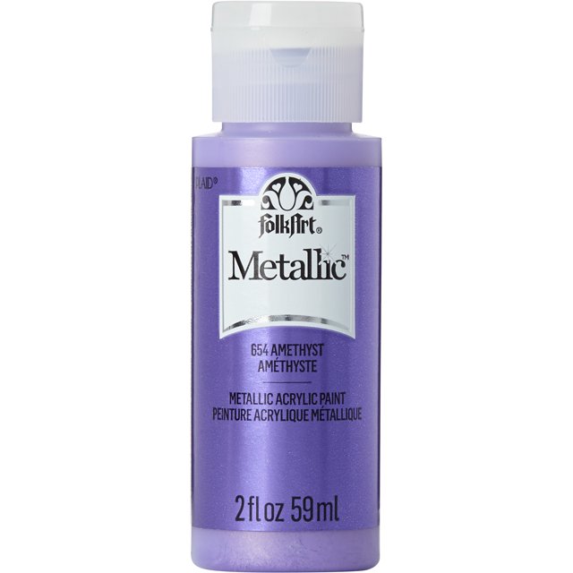 FolkArt Metallic Acrylic Craft Paint, Metallic Finish, Amethyst, 2 fl