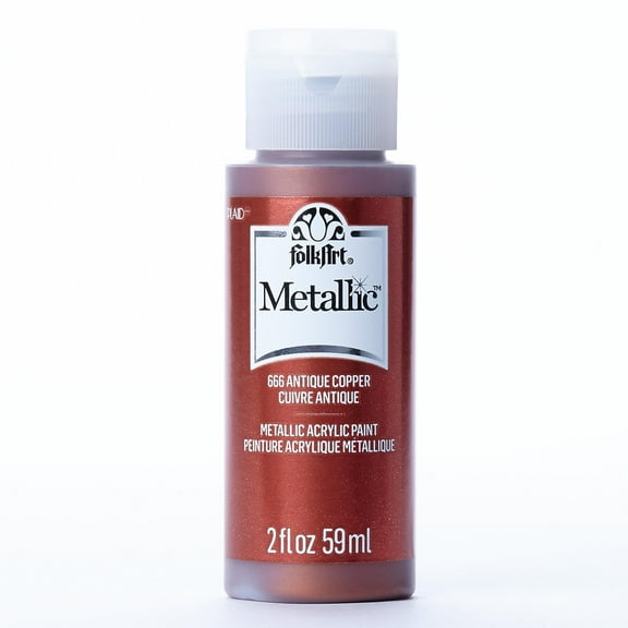 FolkArt Metallic Acrylic Craft Paint, Metallic Finish, Antique Copper, 2 fl oz