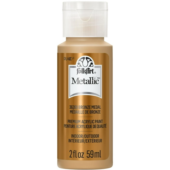 FolkArt Metallic Acrylic Craft Paint, Metallic Finish, Bronze Medal, 2 fl oz