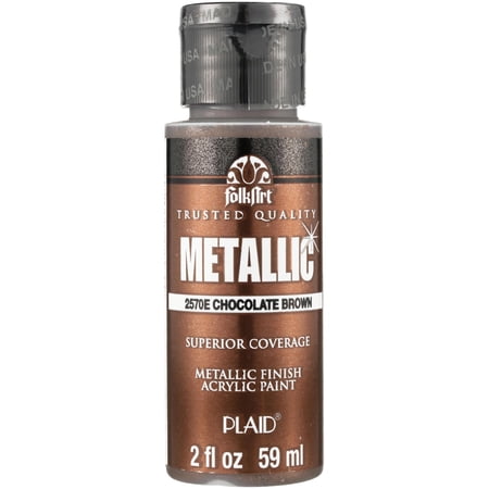 FolkArt Metallic Acrylic Craft Paint, Metallic Finish, Chocolate Brown, 2 fl oz