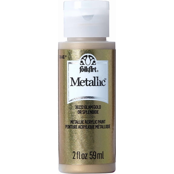 FolkArt Metallic Acrylic Craft Paint, Metallic Finish, Glam Gold, 2 fl oz