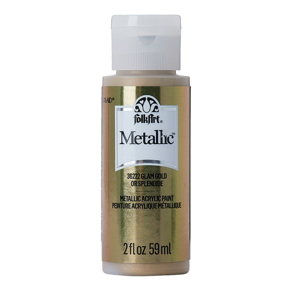 FolkArt Metallic Acrylic Craft Paint, Metallic Finish, Glam Gold, 2 fl oz