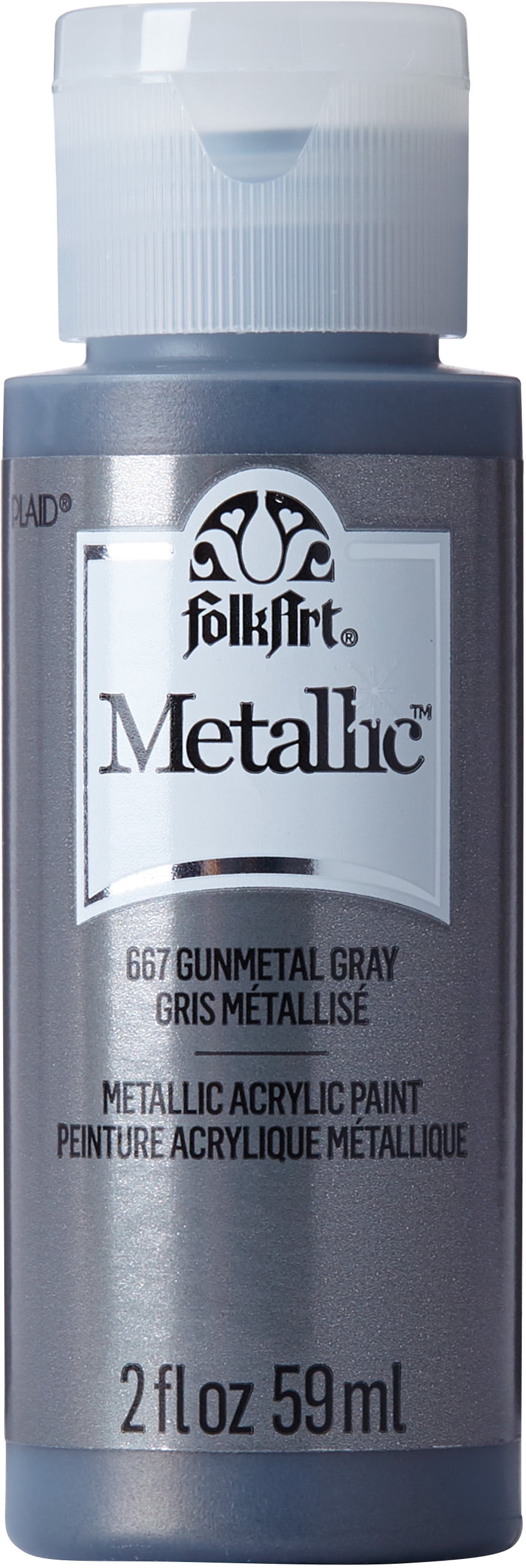 FolkArt Metallic Acrylic Craft Paint, Metallic Finish, Gunmetal Gray, 2