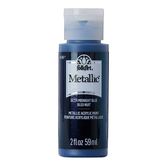 FolkArt Metallic Acrylic Craft Paint, Metallic Finish, Midnight Blue, 2 fl oz