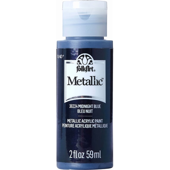 FolkArt Metallic Acrylic Craft Paint, Metallic Finish, Midnight Blue, 2 fl oz