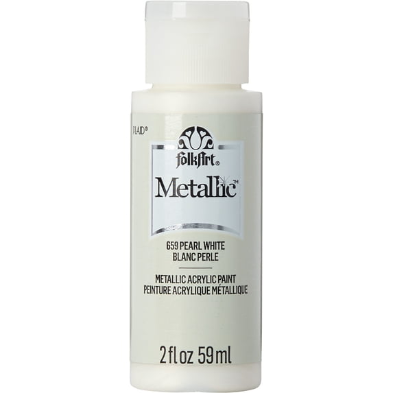 FolkArt Metallic Acrylic Craft Paint, Metallic Finish, Pearl White, 2 fl oz