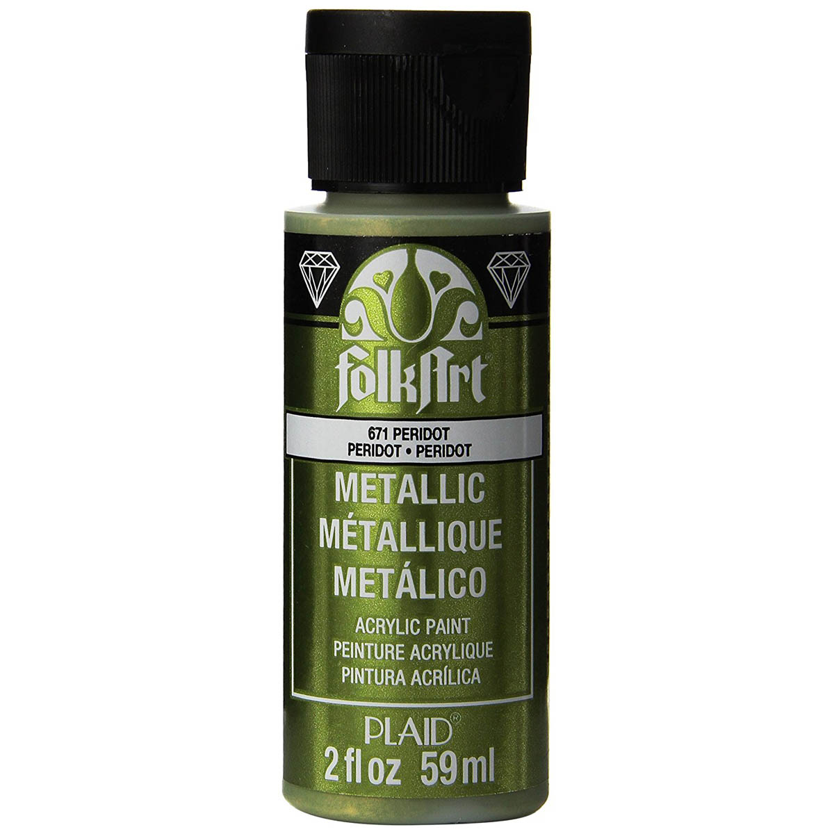 FolkArt Vernice Acrilica Metallizzata 59ml - Colore Verde Seta, Finitura Lucida Per Legno, Tela E Fai Da Te