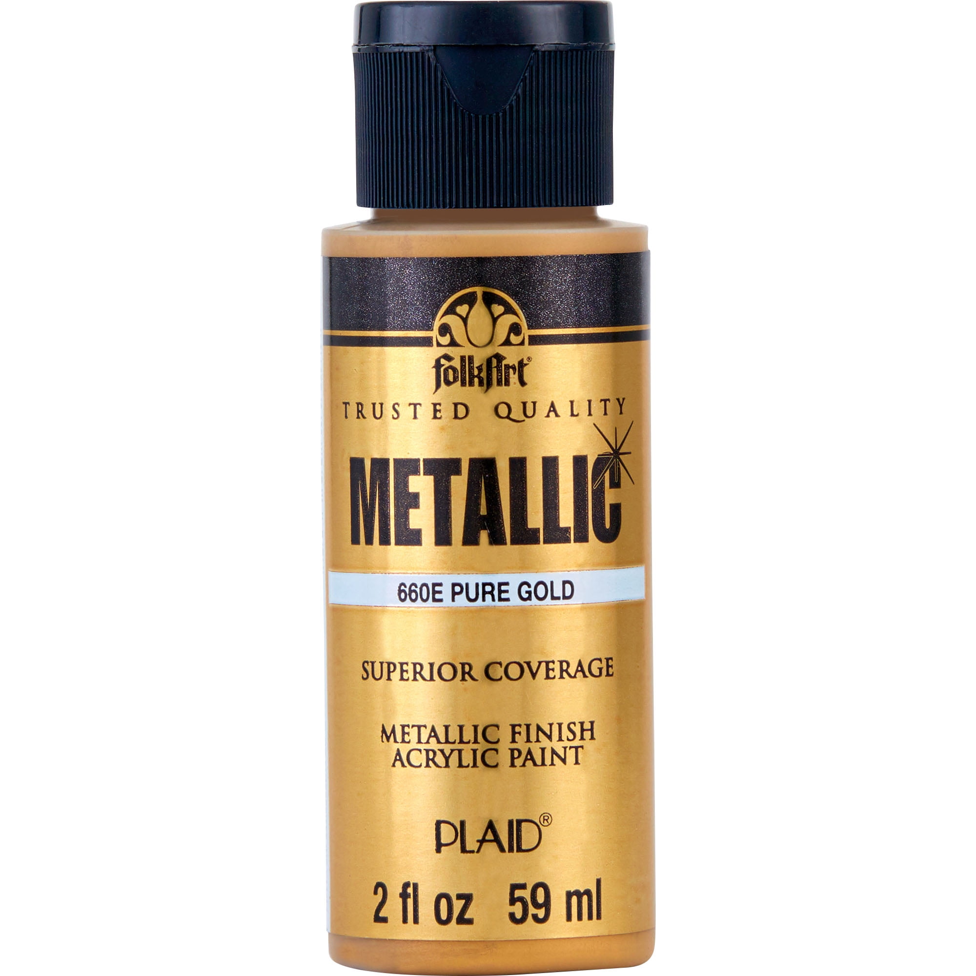FolkArt Metallic Acrylic Craft Paint, Metallic Finish, Pure Gold, 2 fl oz