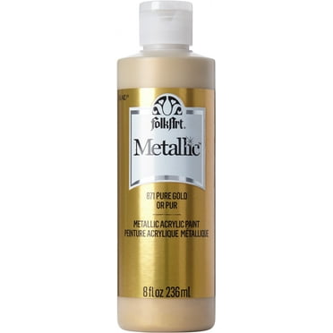 FolkArt Metallic Acrylic Craft Paint, Metallic Finish, Pure Gold, 8 fl oz