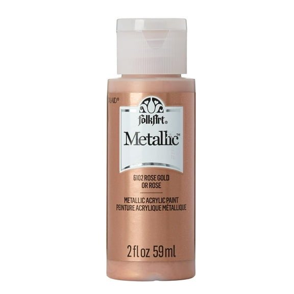 FolkArt 6102E Metallic Acrylic Craft Paint, Metallic Finish, Rose Gold, 2 fl oz