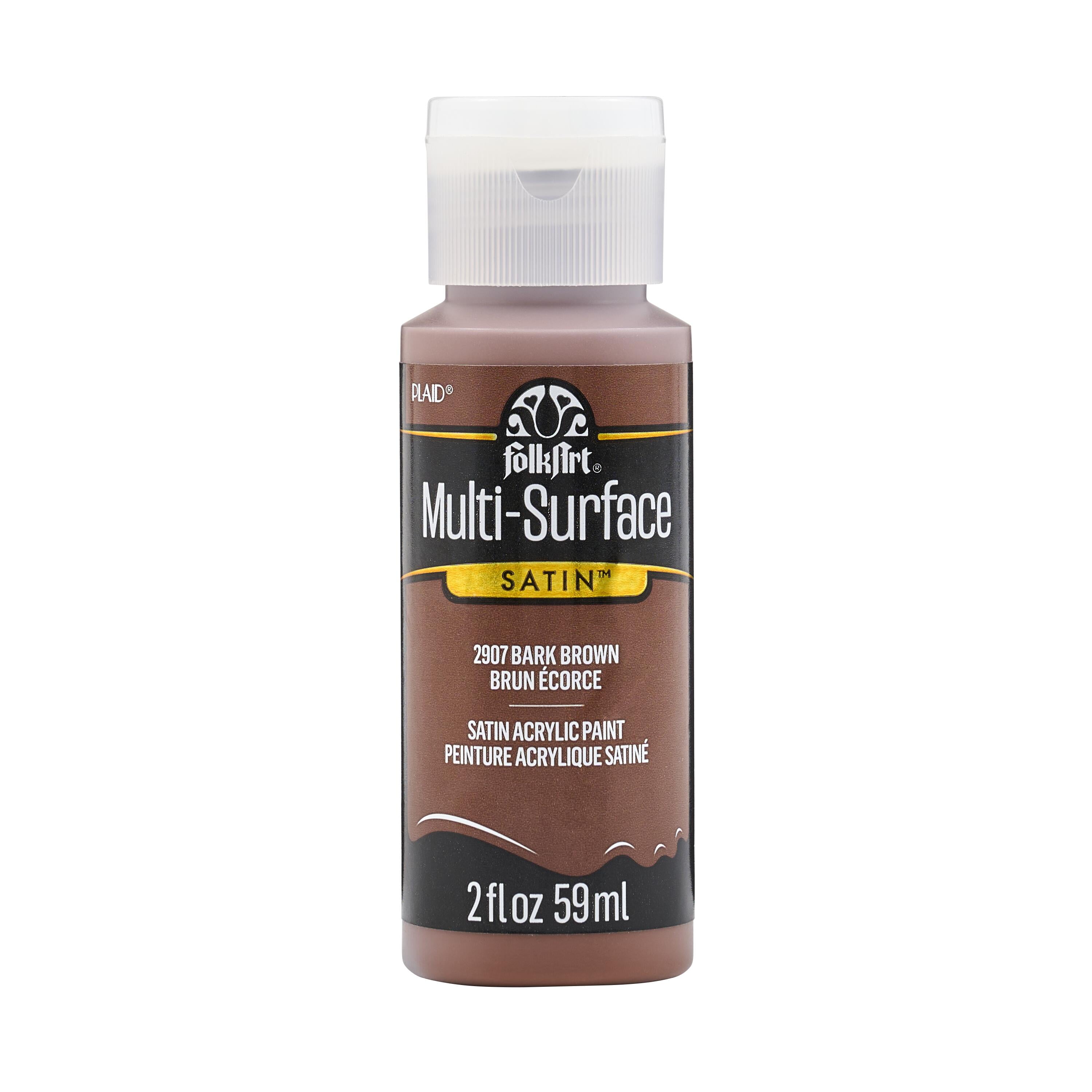 FolkArt Multi-Surface Acrylic Craft Paint, Satin Finish, Bark Brown, 2 fl oz