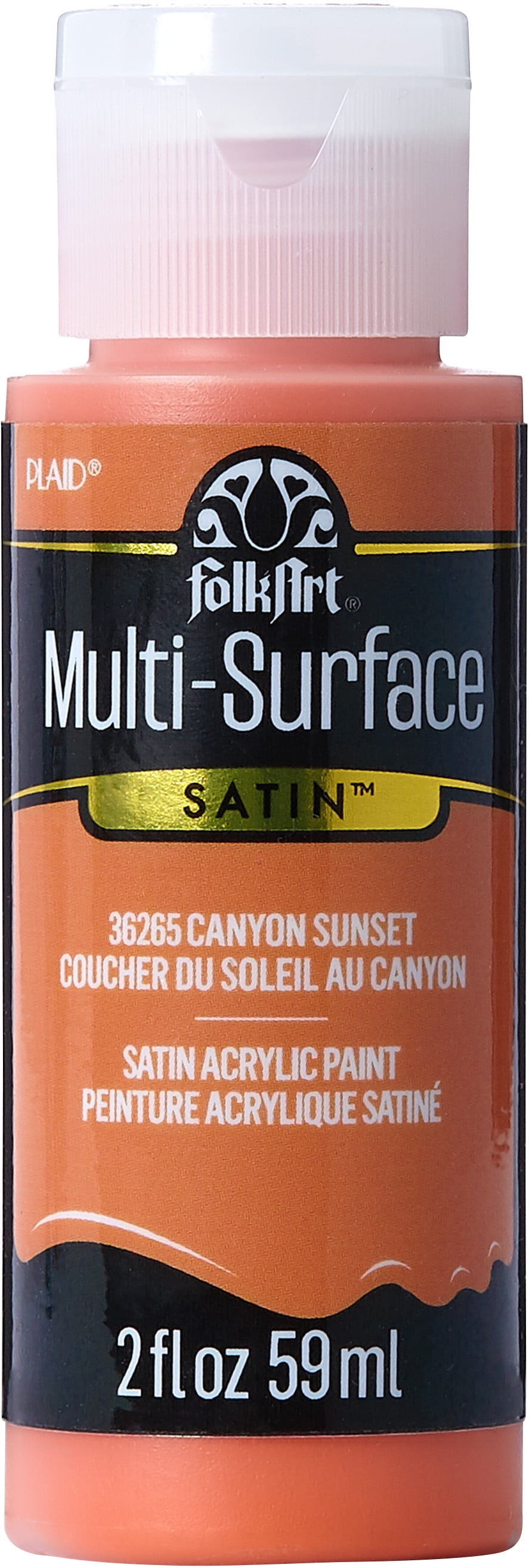 FolkArt Multi-Surface Acrylic Craft Paint, Satin Finish, Vivid Orange, 2 oz  