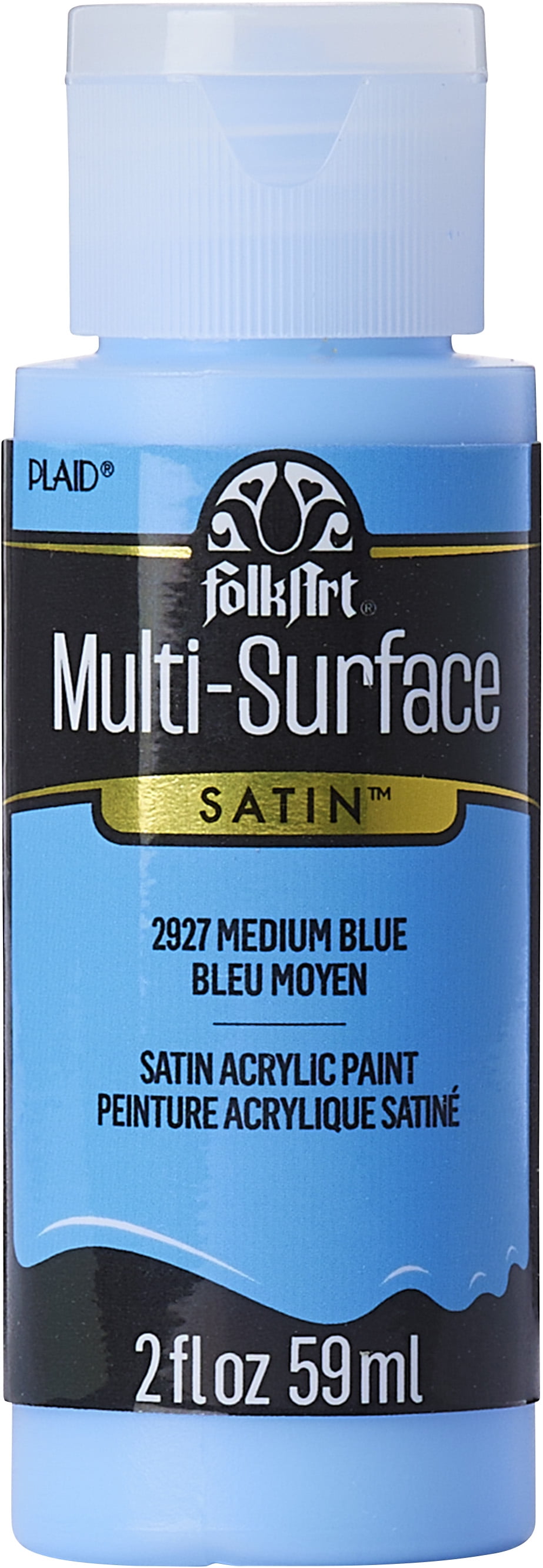 FolkArt MultiSurface Acrylic Craft Paint, Satin Finish, Medium Blue, 2