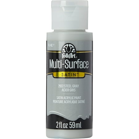 FolkArt Multi-Surface Acrylic Craft Paint, Satin Finish, Steel Gray, 2 fl oz