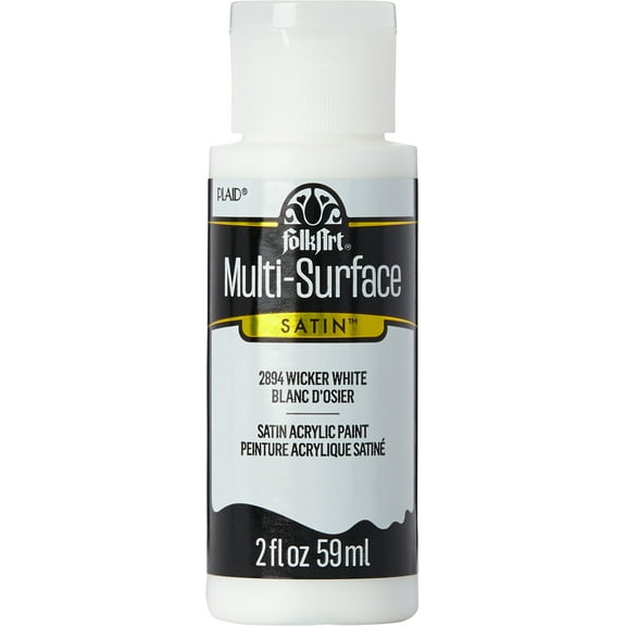 FolkArt Multi-Surface Acrylic Craft Paint, Satin Finish, Wicker White, 2 fl oz