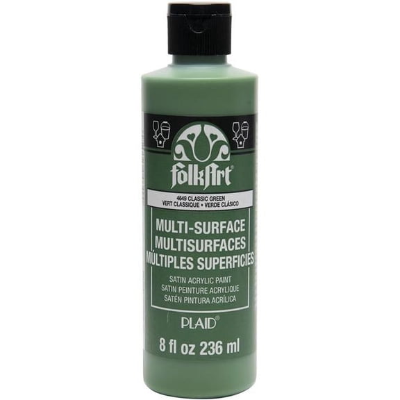 FolkArt Multi-Surface Acrylic Craft Paint, Satin Finish, Classic Green, 8 fl oz