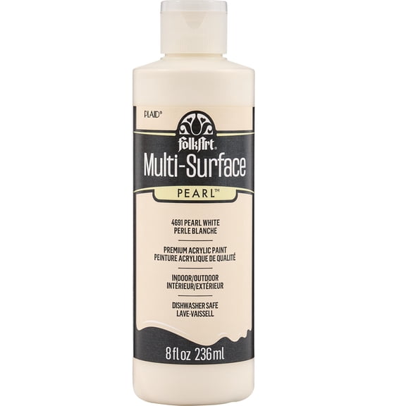 FolkArt Multi-Surface Acrylic Craft Paint, Pearl White, Pearlescent Finish, 8 fl oz
