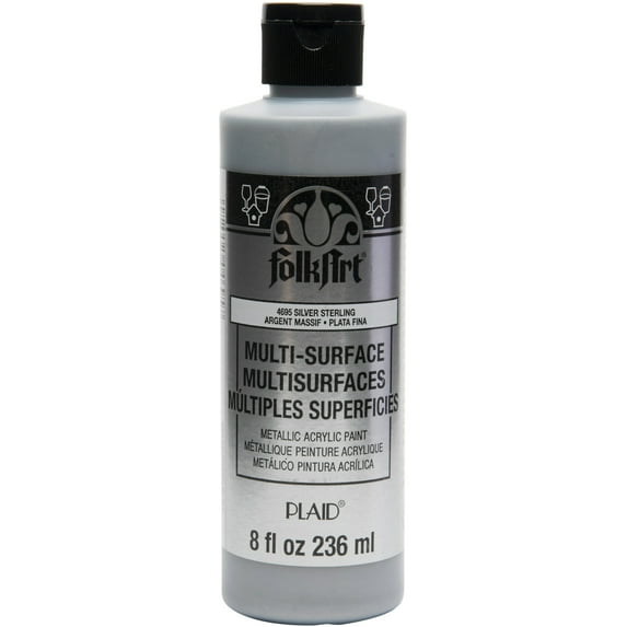 FolkArt Multi-Surface Acrylic Paint 8oz-Silver Sterling