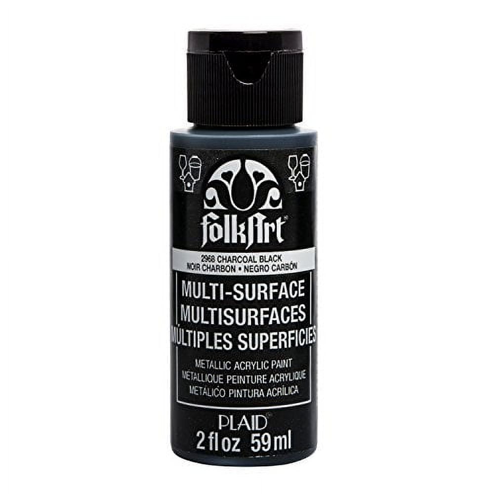 FolkArt Multi-Surface Acrylic Paint, Satin Finish, Charcoal Black, 2 fl oz