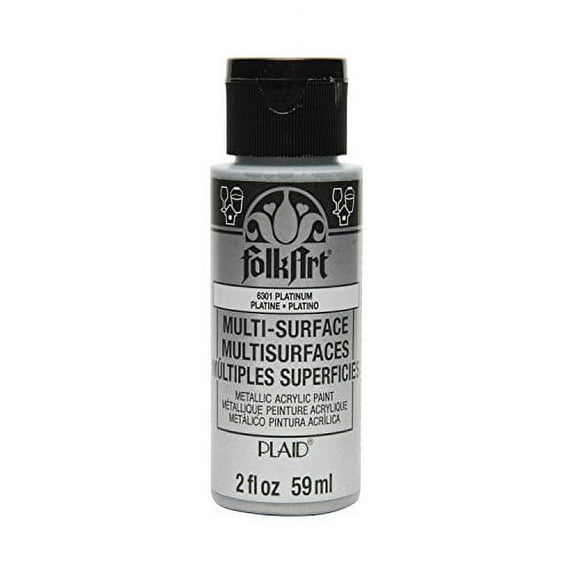 FolkArt Multi-Surface Metallic Paint in Assorted Colors (2 oz), Metallic Platinum