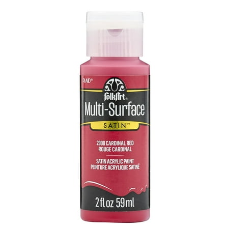 FolkArt Multi-Surface Acrylic Craft Paint, Satin Finish, Cardinal Red, 2 fl oz