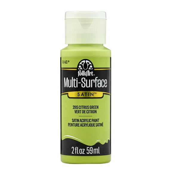 FolkArt Multi-Surface Acrylic Craft Paint, Satin Finish, Citrus Green, 2 fl oz