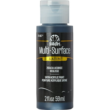 FolkArt Multi-Surface Satin Acrylic Paint Colors by Plaid - Licorice, 2 oz.