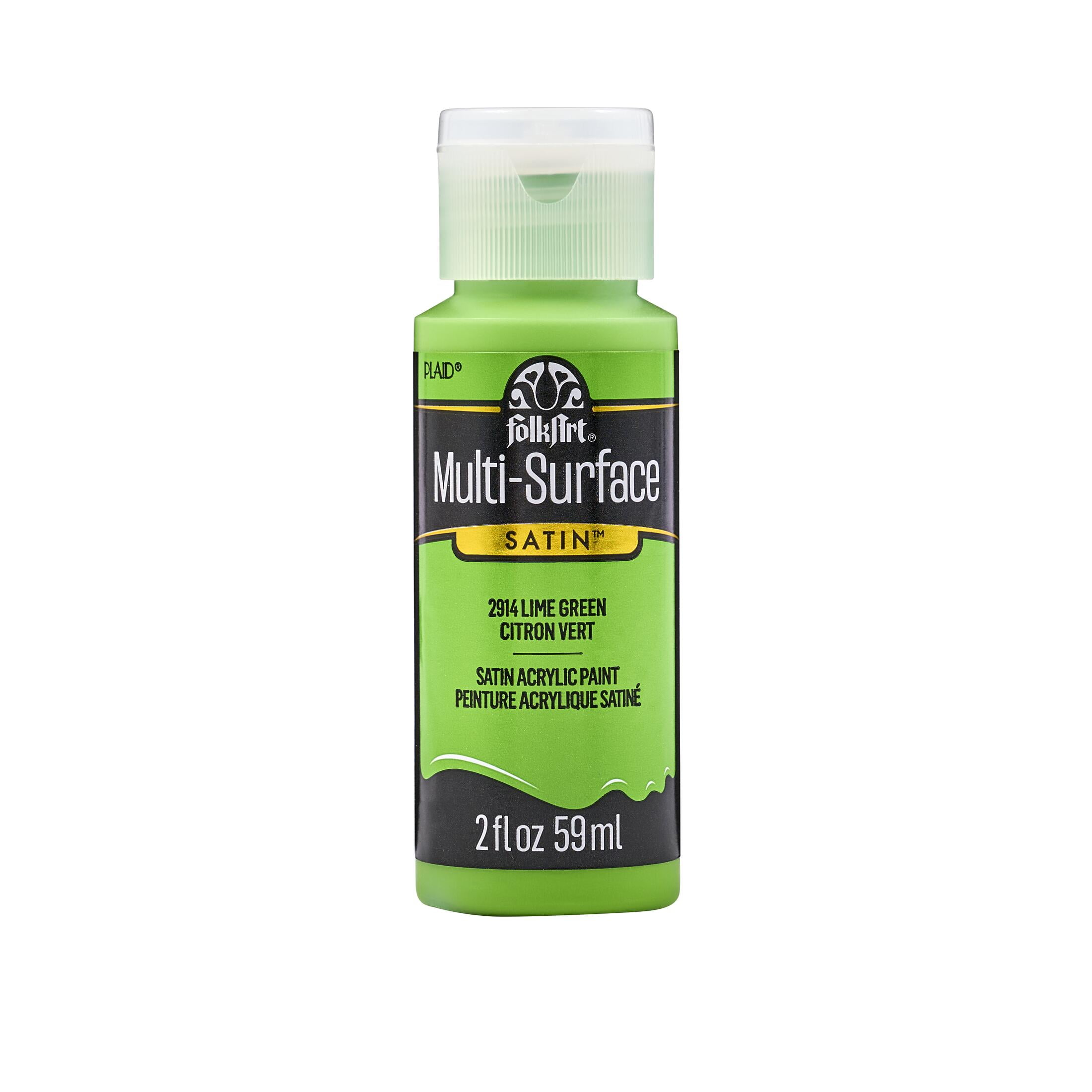 FolkArt Multi-Surface Acrylic Craft Paint, Satin Finish, Lime Green, 2 fl oz