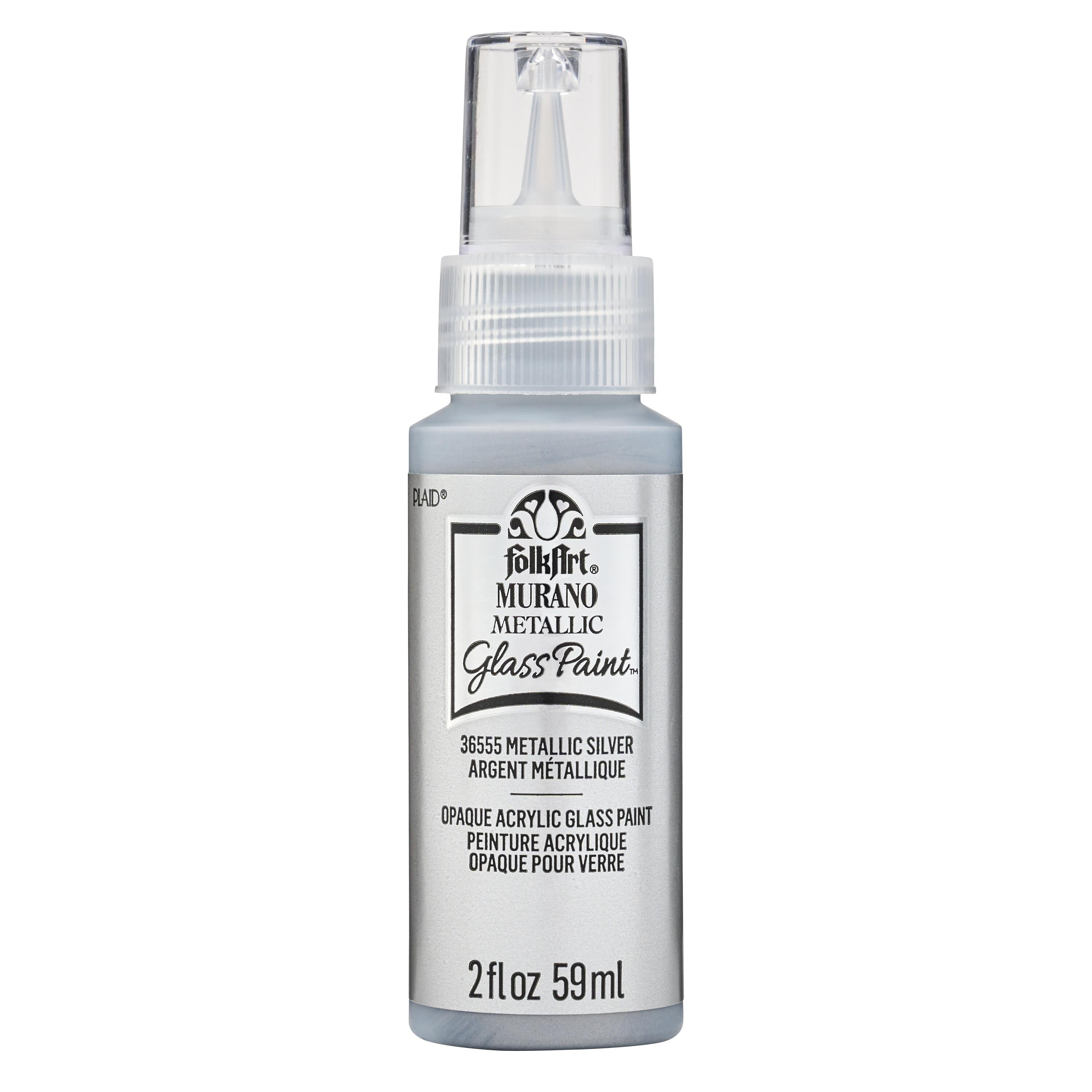 FolkArt Murano Metallic Acrylic Glass Paint, 2 fl oz, Metallic Silver