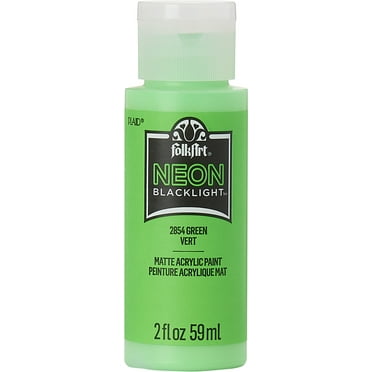 FolkArt Neon Blacklight Acrylic Craft Paint, Matte Finish, Green, 2 fl oz