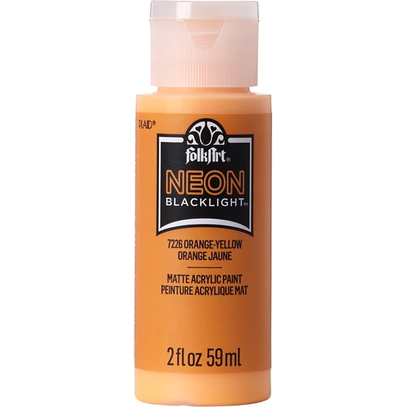 FolkArt Neon Blacklight Acrylic Craft Paint, Matte Finish, Orange-Yellow, 2 fl oz