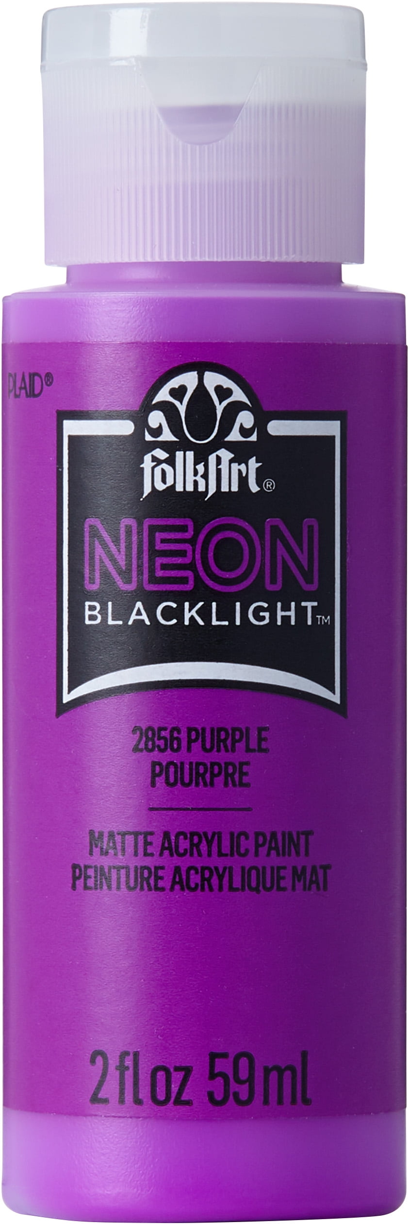 FolkArt Neon Blacklight Acrylic Craft Paint, Matte Finish, Purple, 2 fl