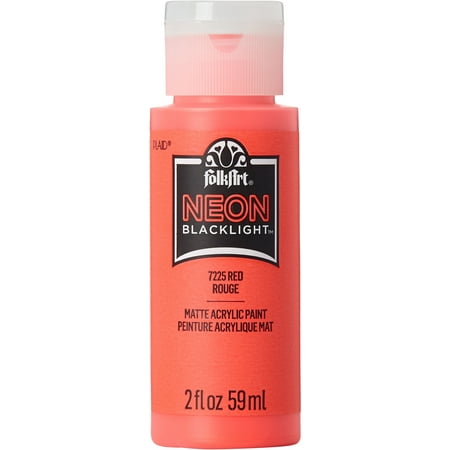 FolkArt Neon Blacklight Acrylic Craft Paint, Matte Finish, Red, 2 fl oz