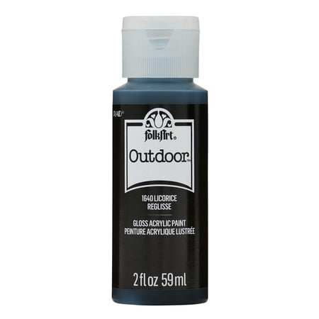 FolkArt Outdoor Acrylic Craft Paint, Licorice, Gloss Finish, 2 fl oz