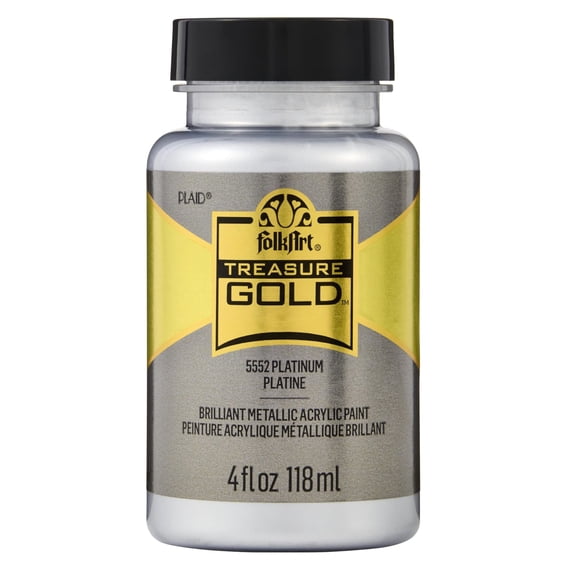 FolkArt Treasure Gold Acrylic Craft Paint, Platinum, 4 fl oz