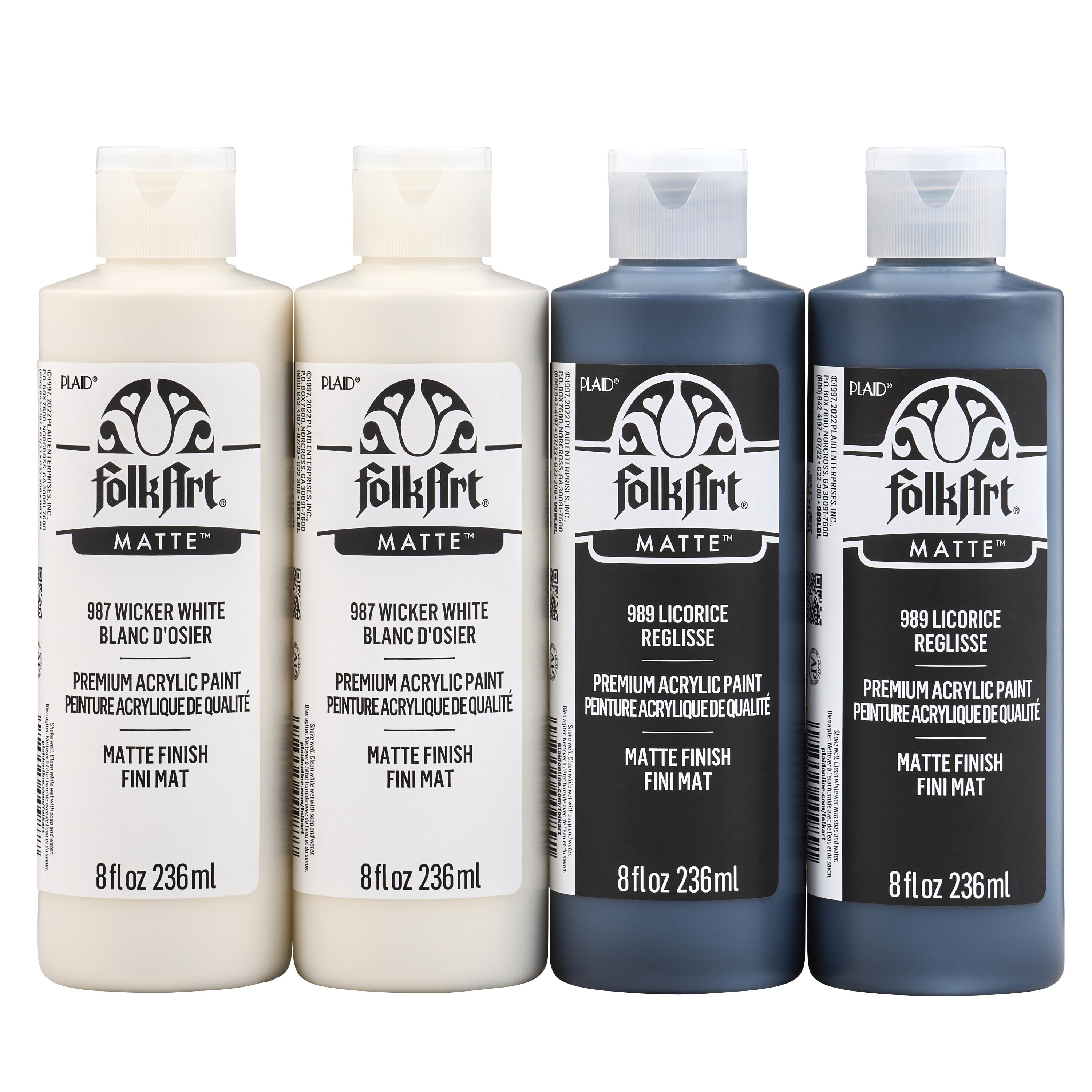 FolkArt Wicker White and Licorice Acrylic Craft Paint Set, 8 fl oz