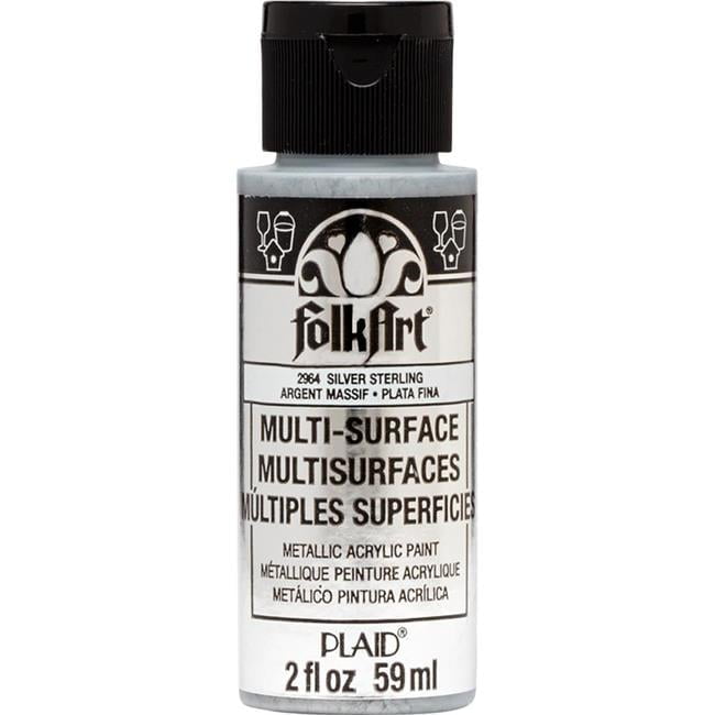 Folkart 1004907 2 oz Metallic Sterling Silver Hobby Paint - Pack of 3