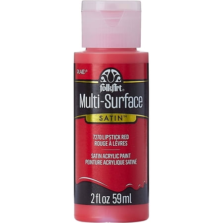FolkArt Multi-Surface Acrylic Craft Paint, Satin Finish, Lipstick Red, 2 fl oz