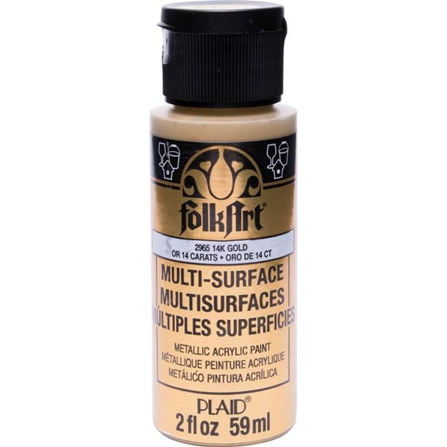 Folkart Metallic Acrylic Craft Paint, 14K Gold, 2 fl oz